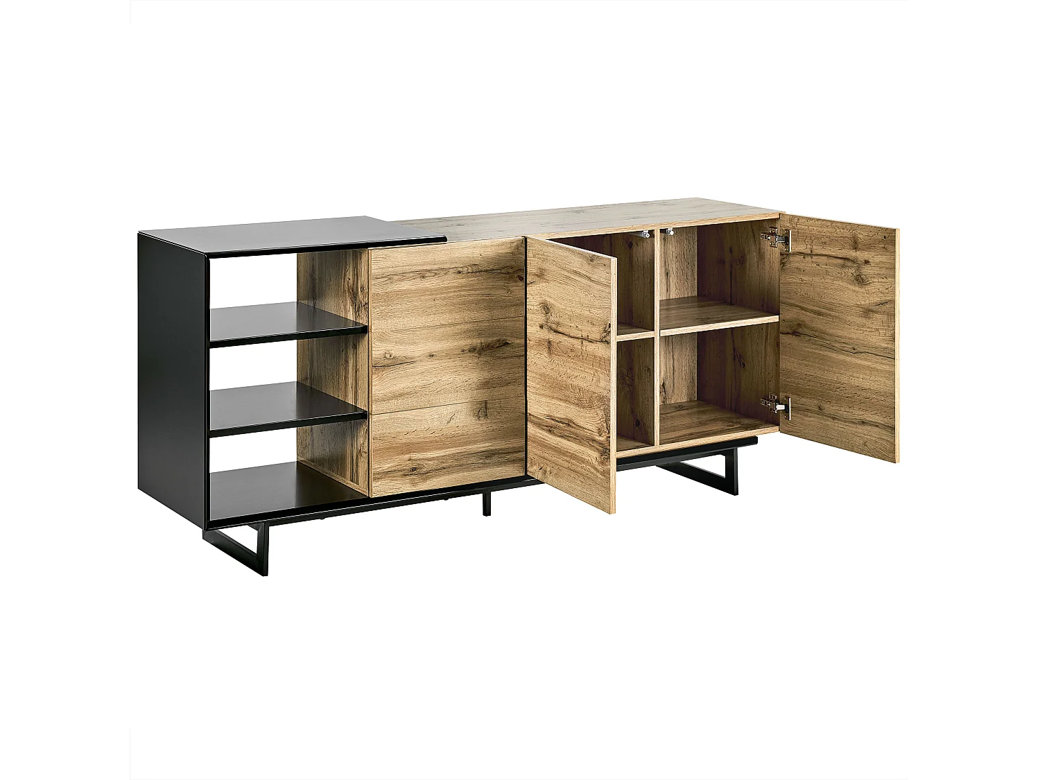 Dressoir met 2 deuren FIORA Bruin/zwart