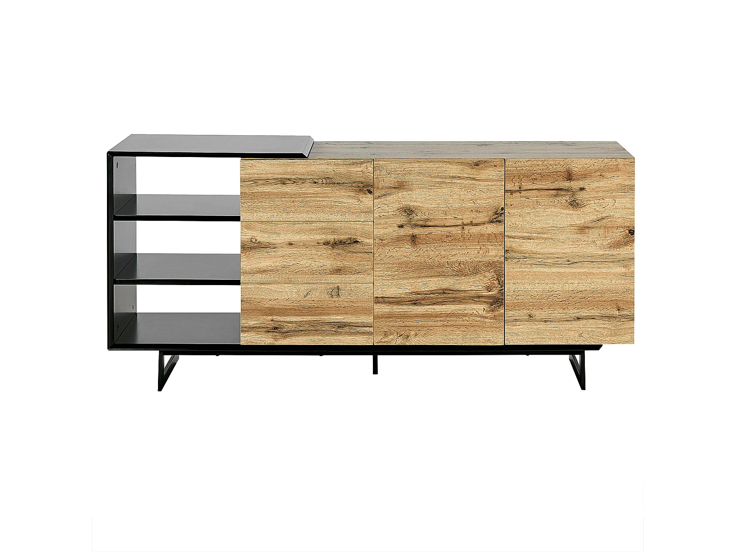 Dressoir met 2 deuren FIORA Bruin/zwart
