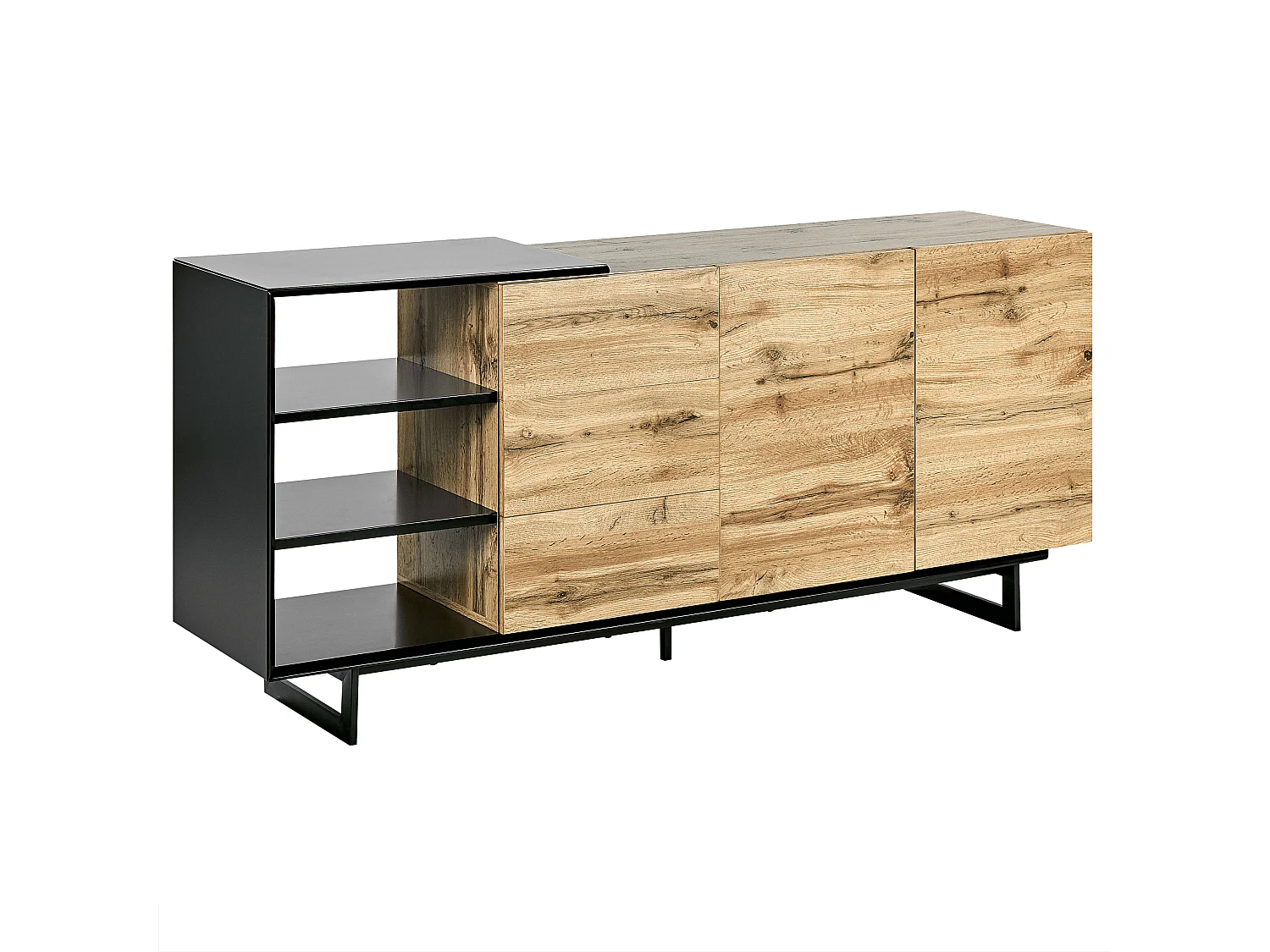 Dressoir met 2 deuren FIORA Bruin/zwart