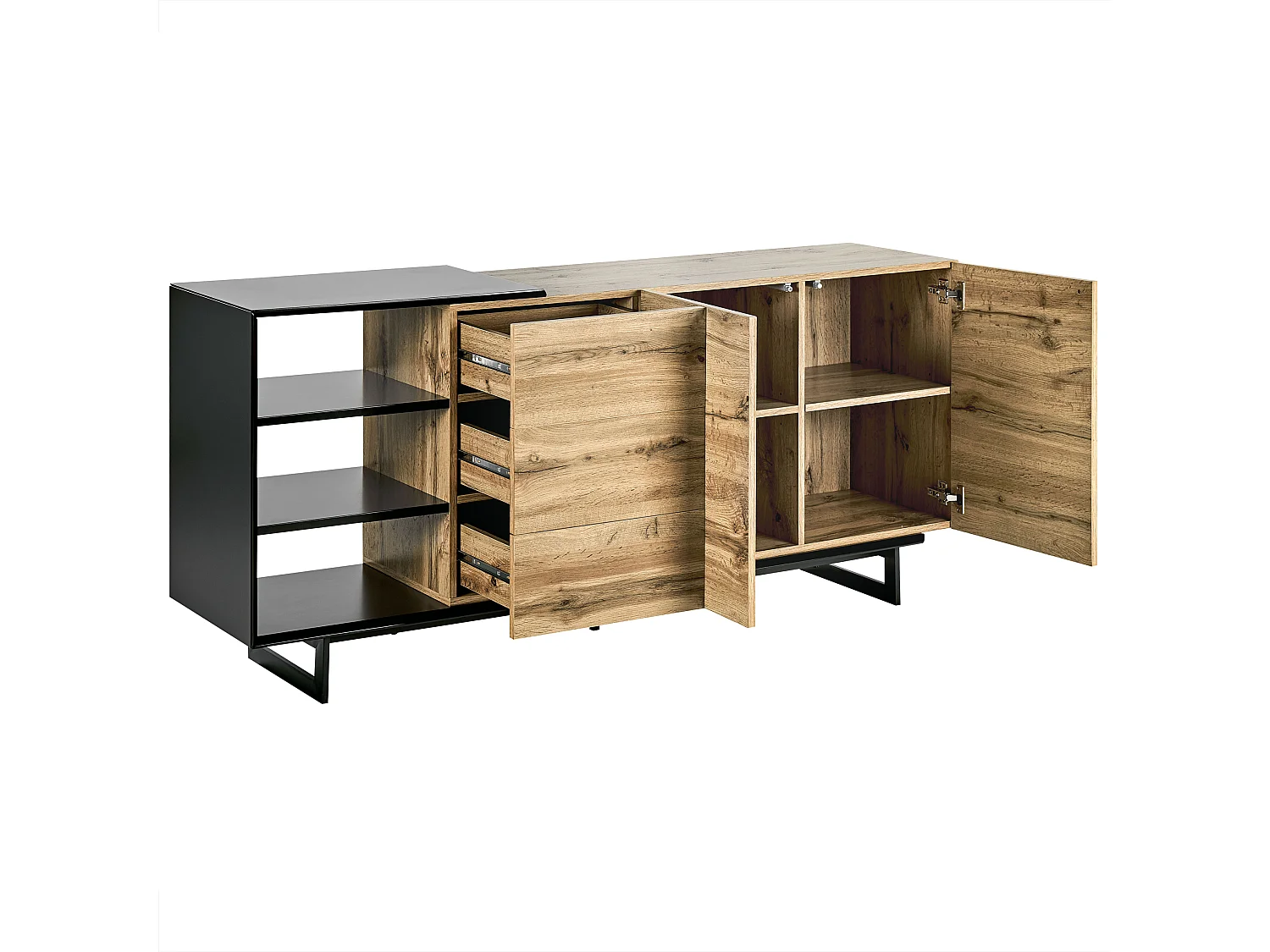 Dressoir met 2 deuren FIORA Bruin/zwart