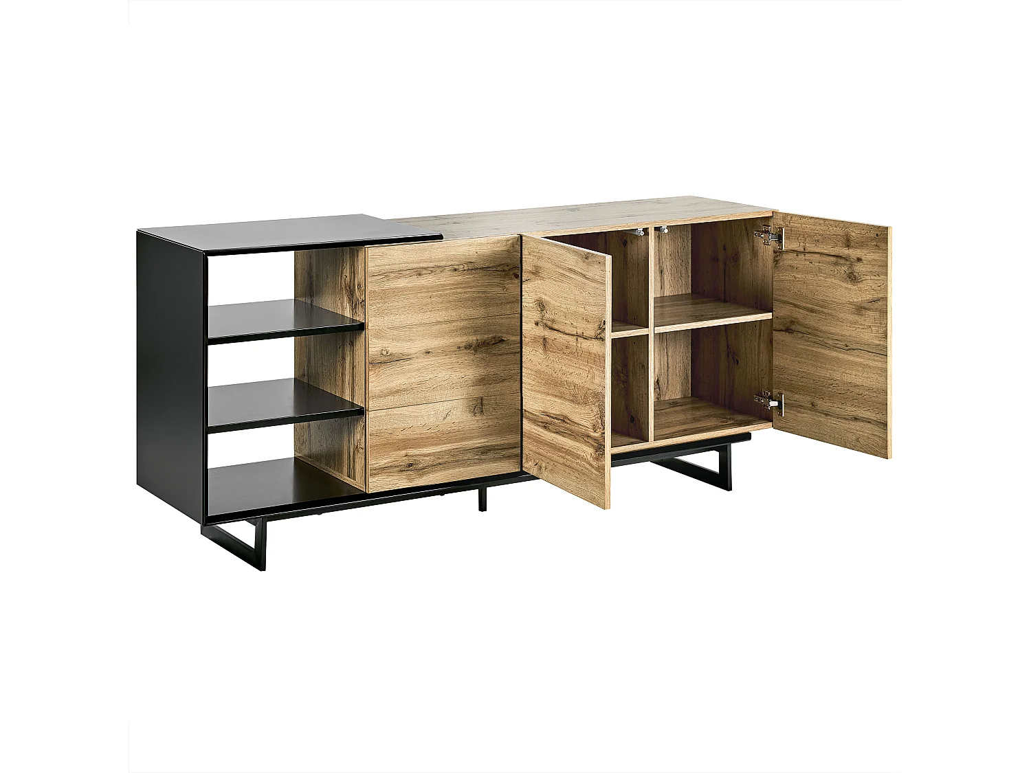 Dressoir met 2 deuren FIORA Bruin/zwart