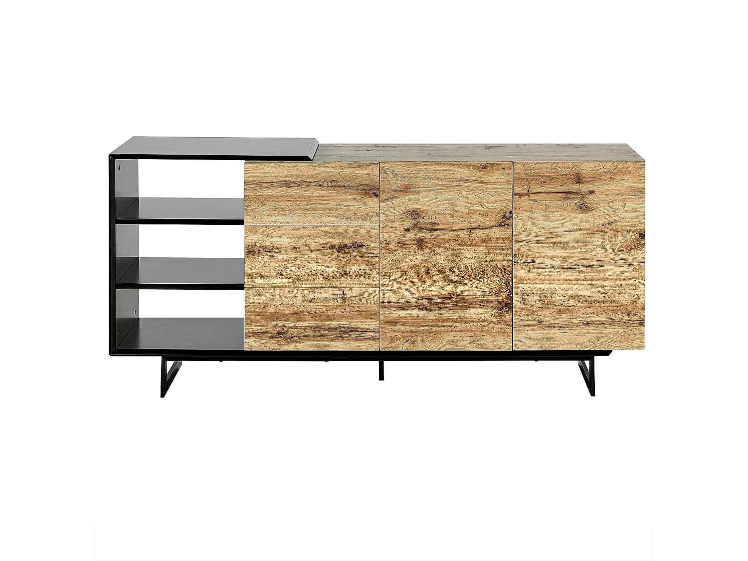 Dressoir met 2 deuren FIORA Bruin/zwart