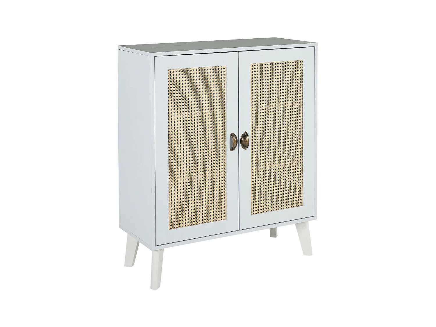 Commode avec 2 portes en MDF blanc et beige PARTON