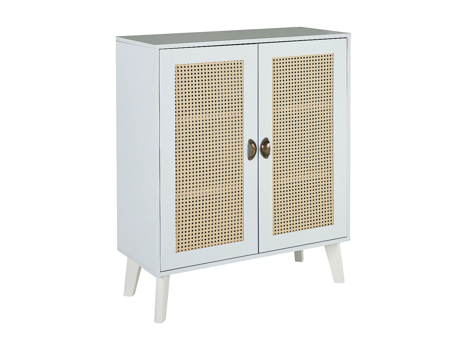 Commode avec 2 portes en MDF blanc et beige PARTON