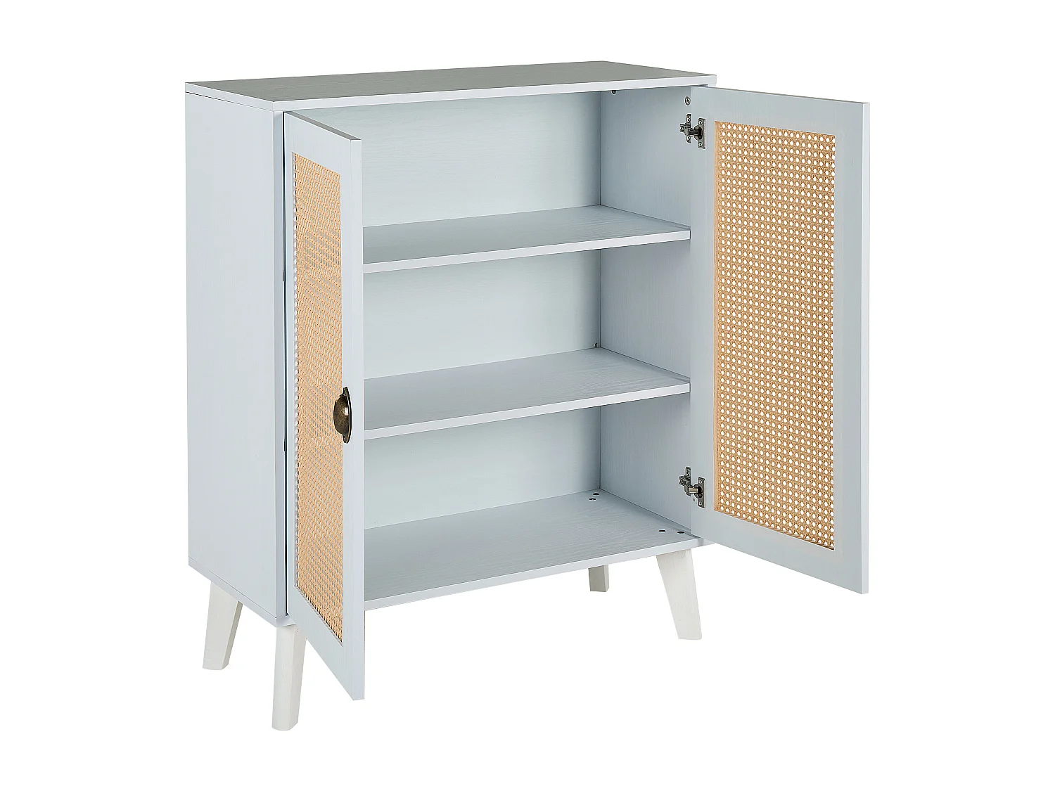 Commode avec 2 portes en MDF blanc et beige PARTON