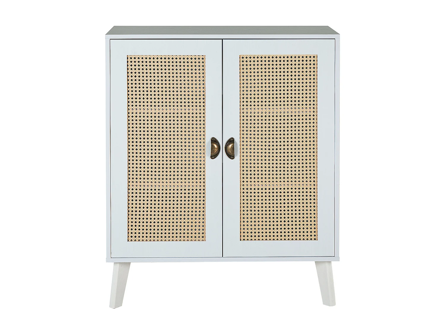 Commode avec 2 portes en MDF blanc et beige PARTON