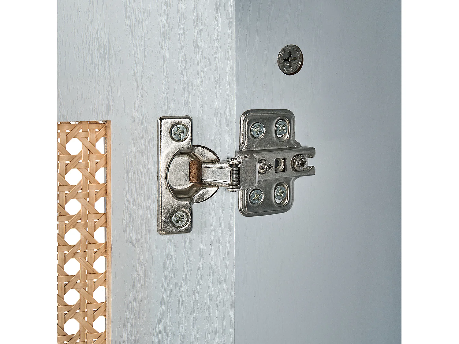 Commode avec 2 portes en MDF blanc et beige PARTON