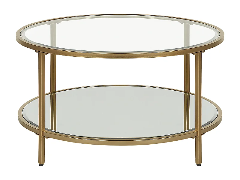 Stolik kawowy BIRNEY Szkło hartowane Złoty