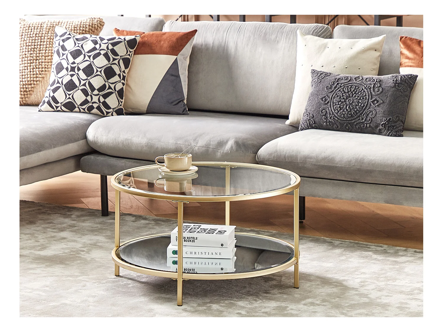 Table basse BIRNEY Verre de sécurité Doré