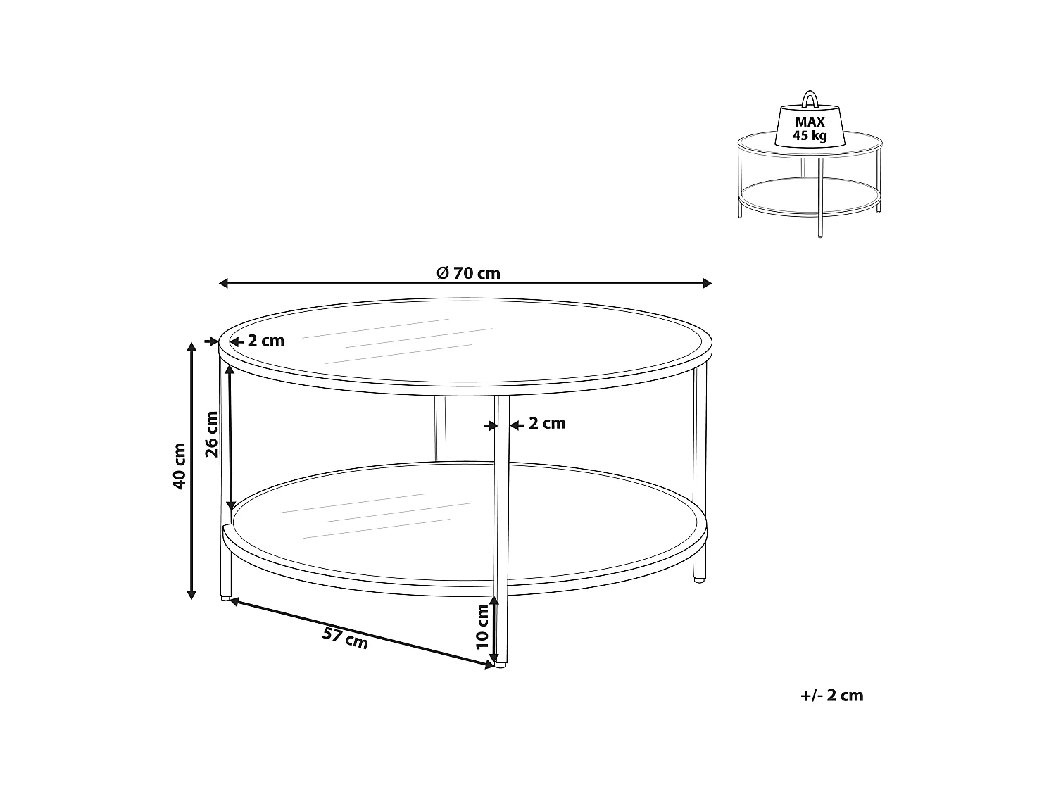 Mesa de centro BIRNEY Vidro de segurança (temperado) Preto
