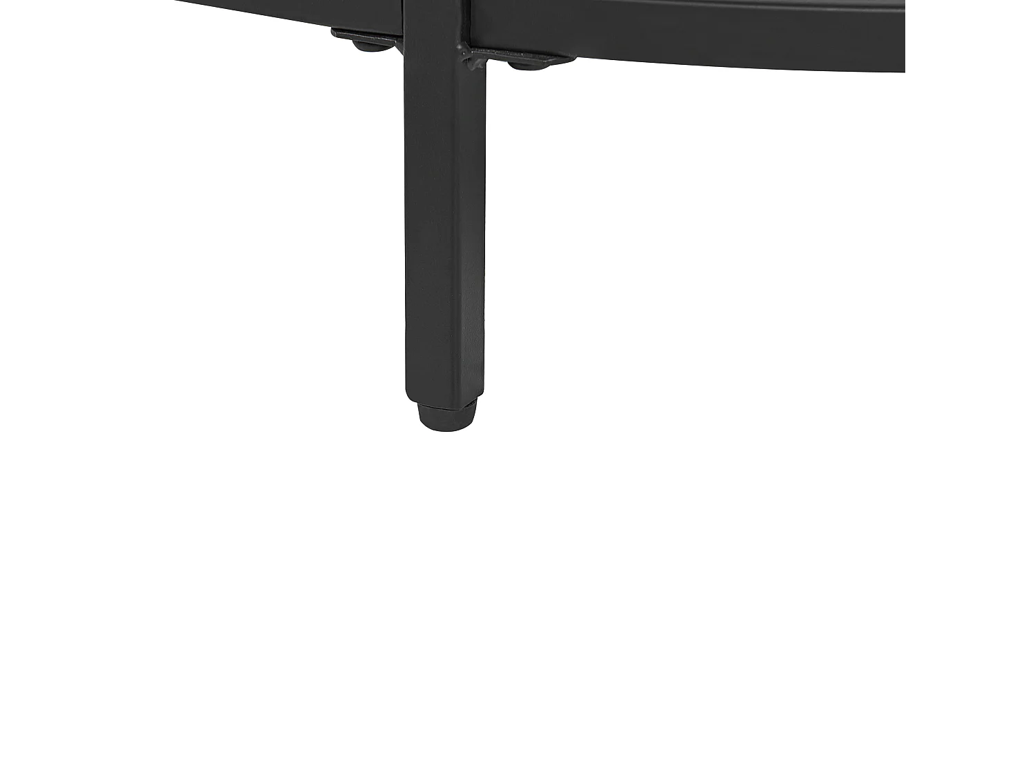 Moderner, runder Couchtisch Hartglas ø 70 cm Eisengestell in Schwarz Birney