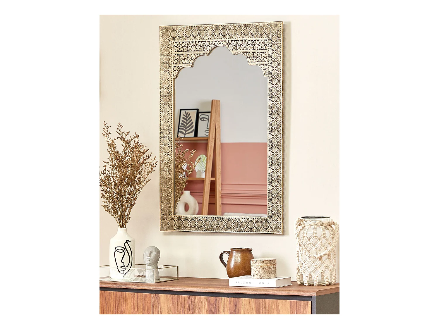 Miroir PALI 60 cm 90 cm Métal Doré