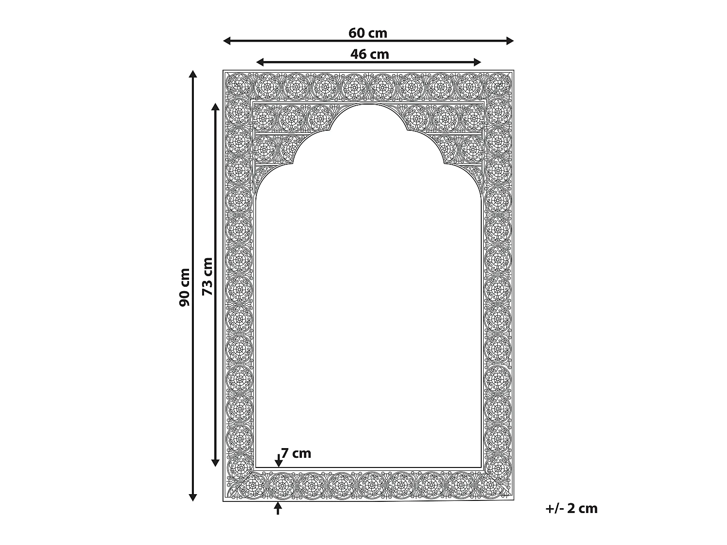 Miroir PALI 60 cm 90 cm Métal Doré