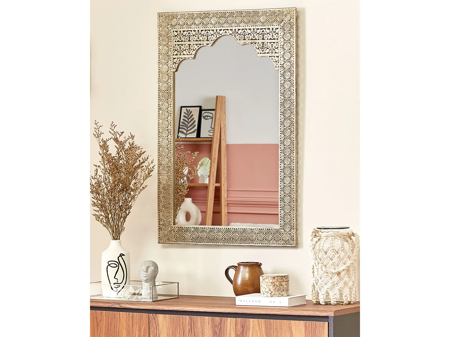 Miroir PALI 60 cm 90 cm Métal Doré