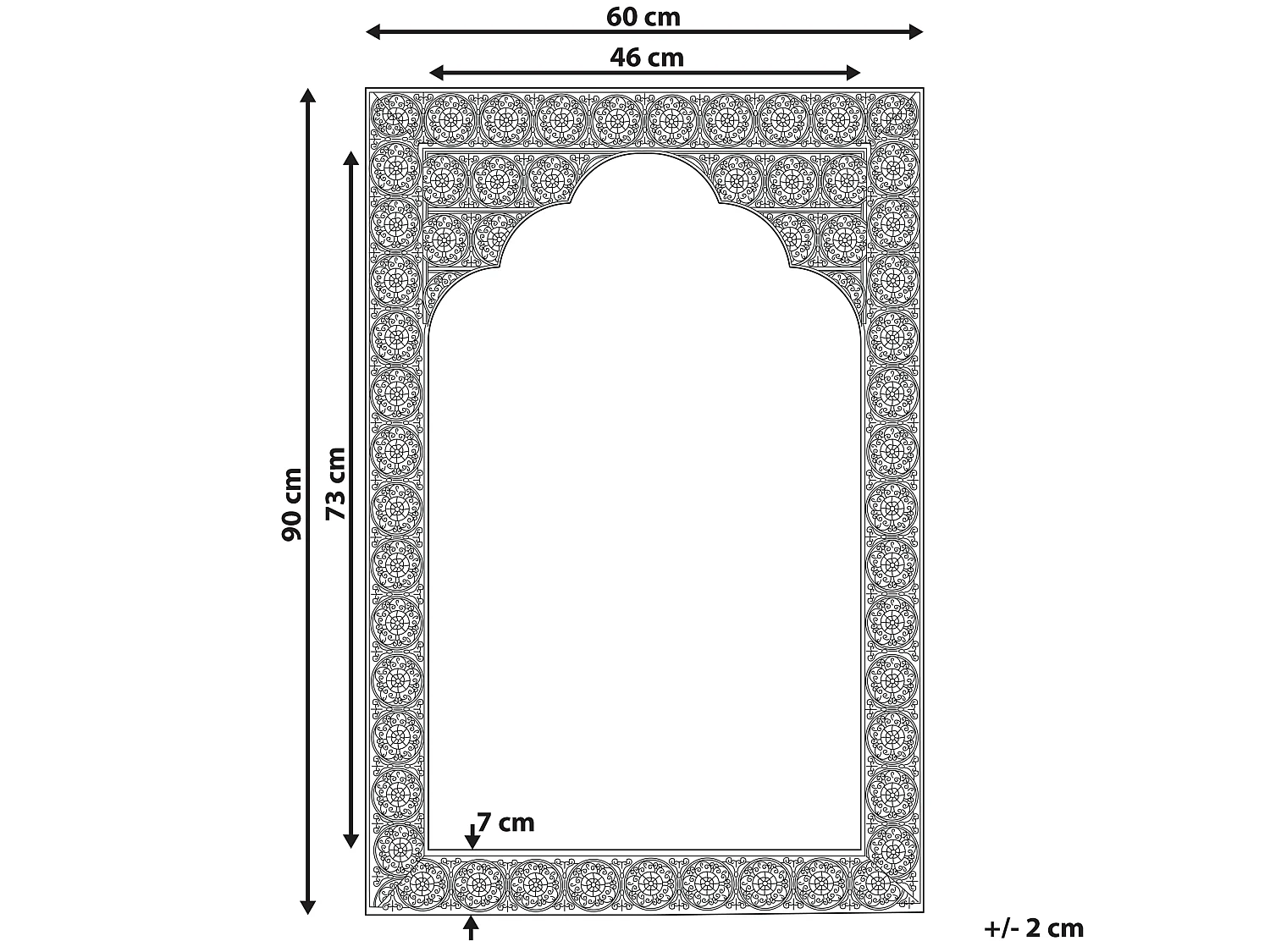 Miroir PALI 60 cm 90 cm Métal Doré