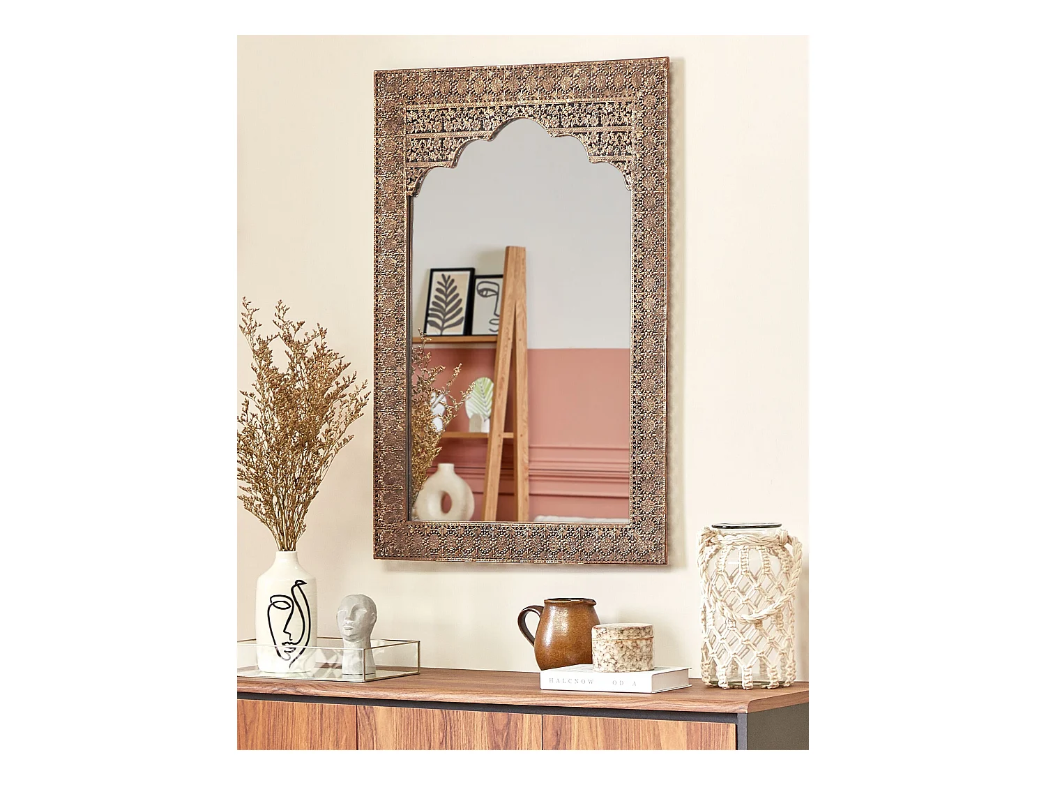 Miroir PALI 60 cm 90 cm Métal Cuivré