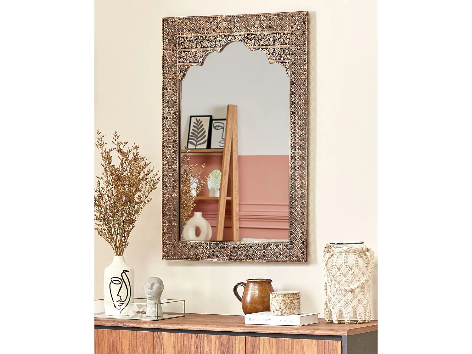 Wall Mirror PALI 60 cm 90 cm Metal Copper