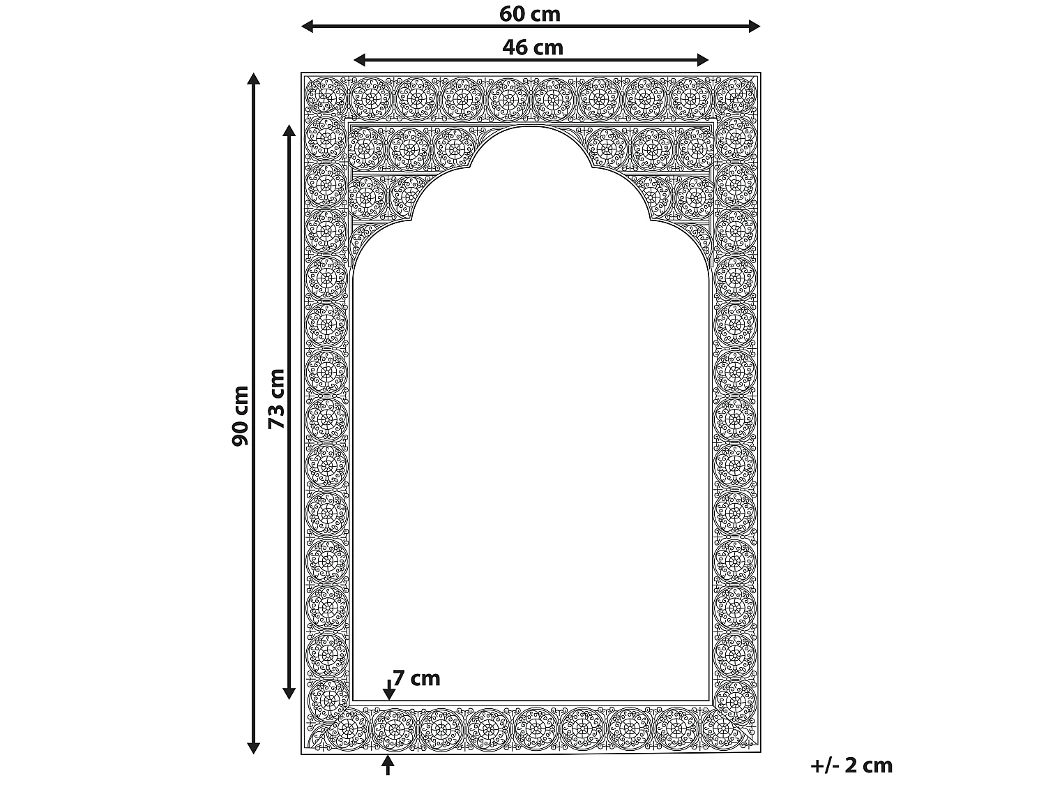 Miroir PALI 60 cm 90 cm Métal Cuivré
