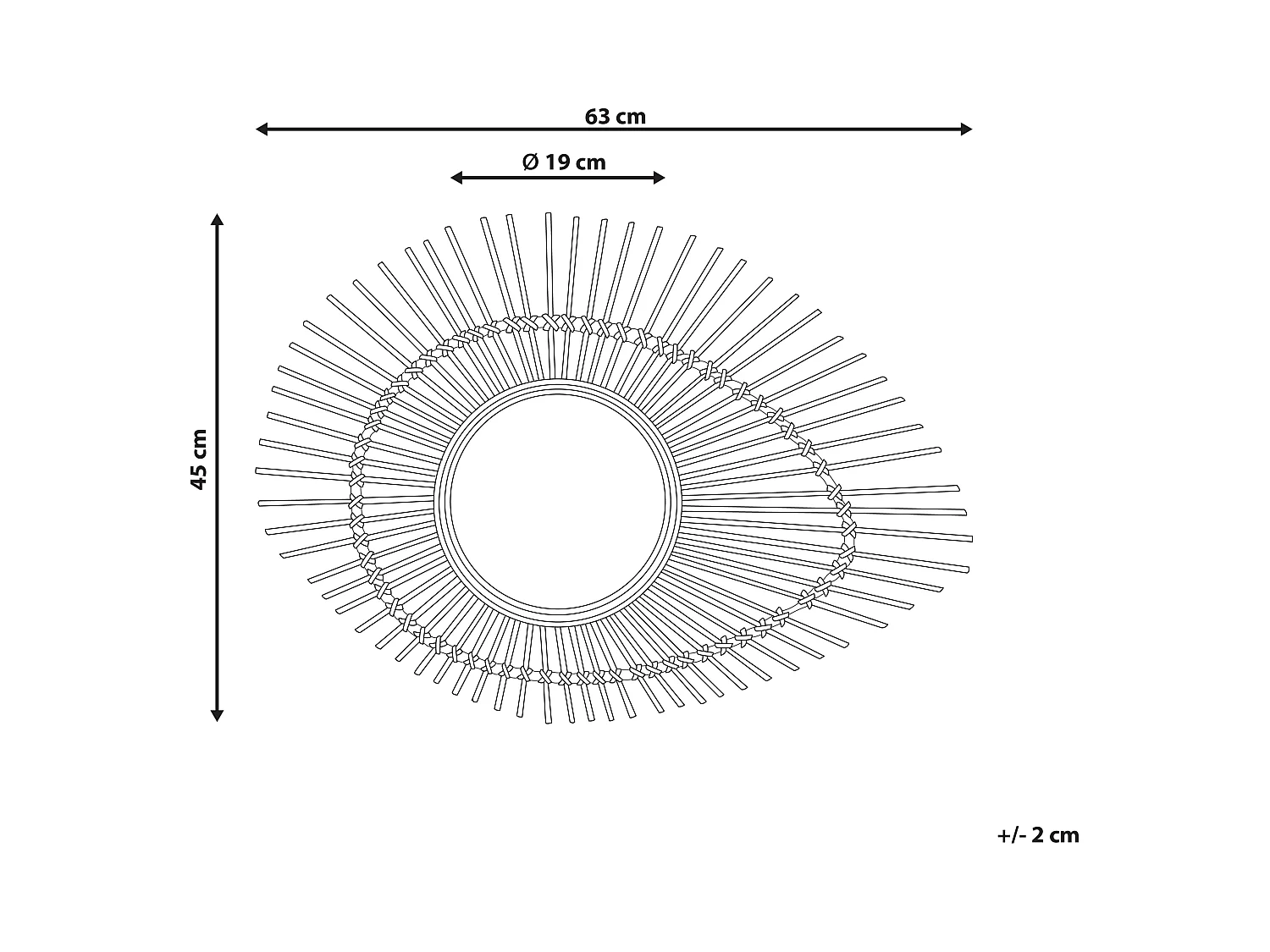 Wandspiegel BARIO 63 cm 45 cm Bamboehout Natuurlijk