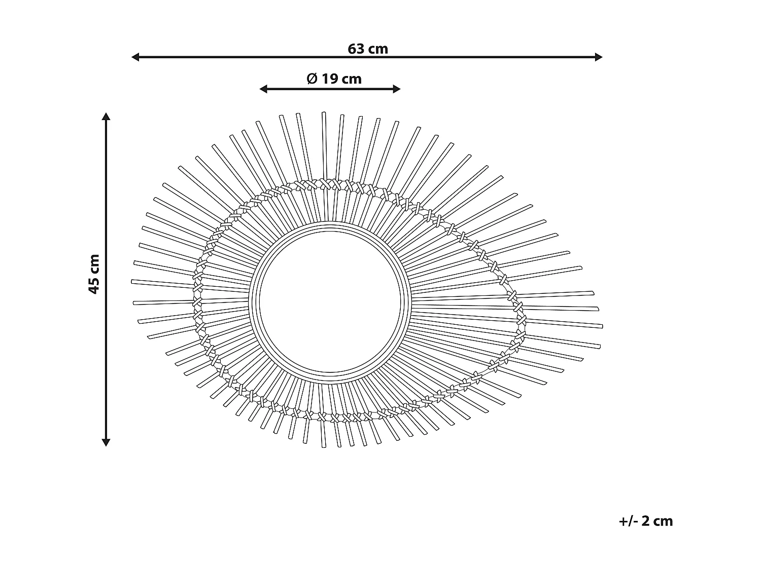 Espejo BARIO 63 cm 45 cm Madera de bambú Natural