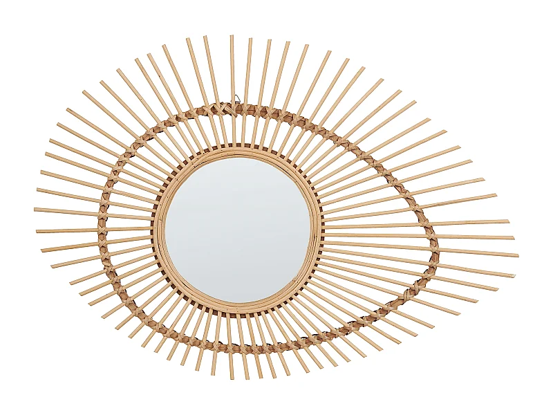 Moderner Wandspiegel Bambusholz natürlich 63 x 45 cm Augenform Bario