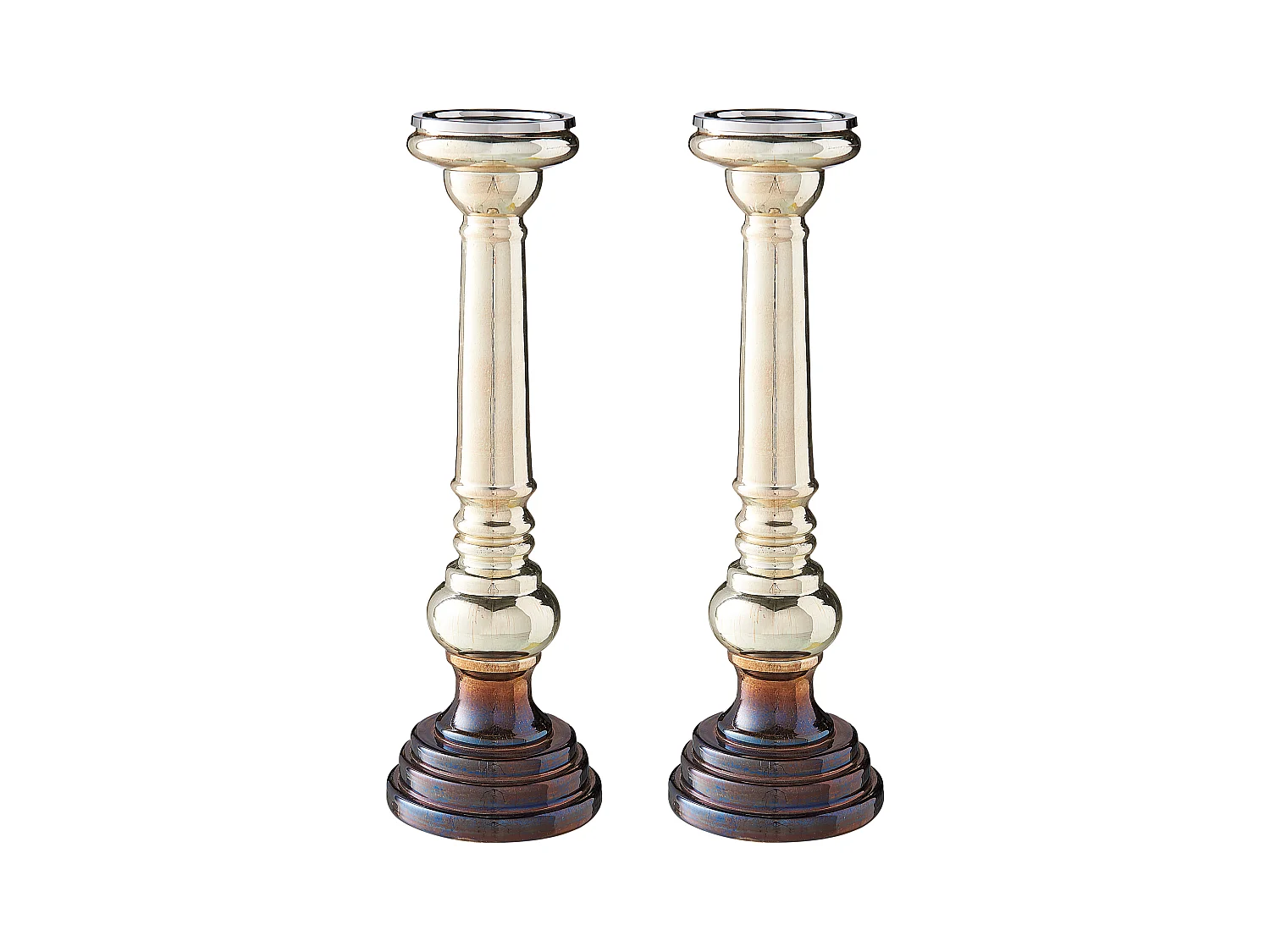 Lot de 2 bougeoirs IMARTI Verre 40 cm Doré