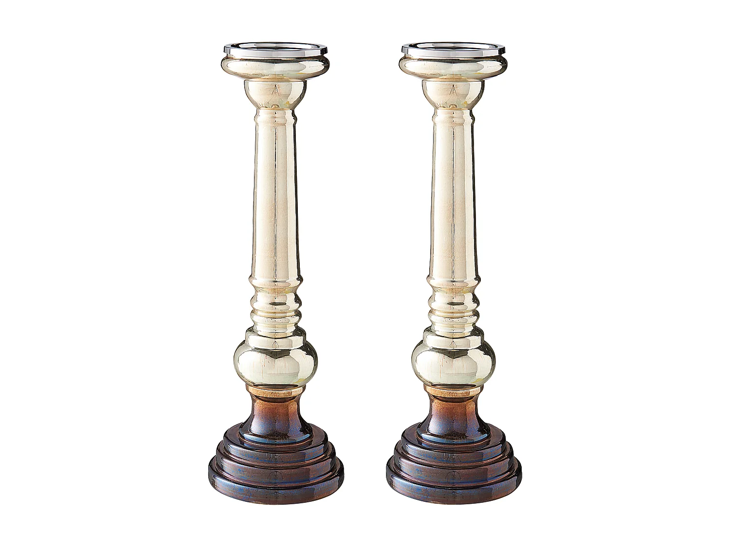 Lot de 2 bougeoirs IMARTI Verre 40 cm Doré