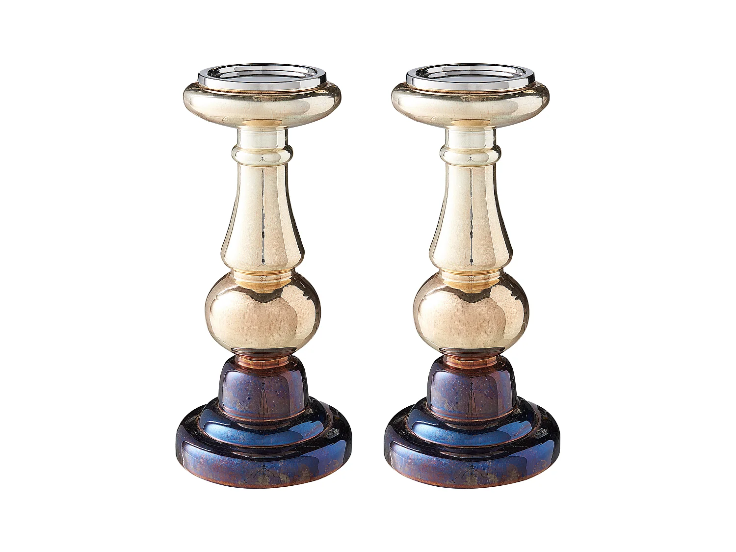 Lot de 2 bougeoirs IMARTI Verre 30 cm Doré