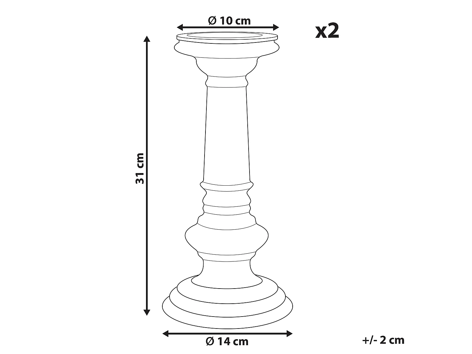 Set van 2 kaarshouders IMARTI Glas 30 cm Goud