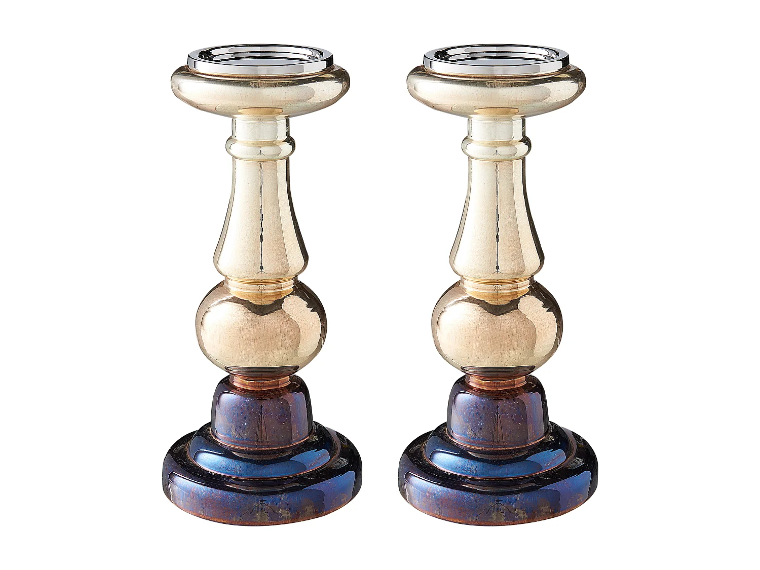 Lot de 2 bougeoirs IMARTI Verre 30 cm Doré