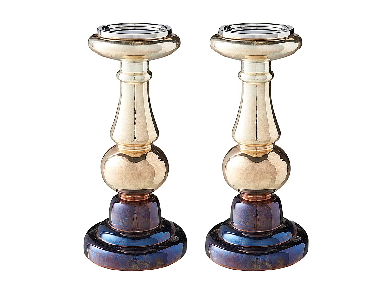 Lot de 2 bougeoirs IMARTI Verre 30 cm Doré