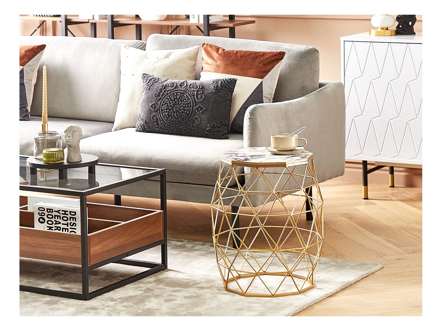 Stolik pomocniczy HALSEY Złoty