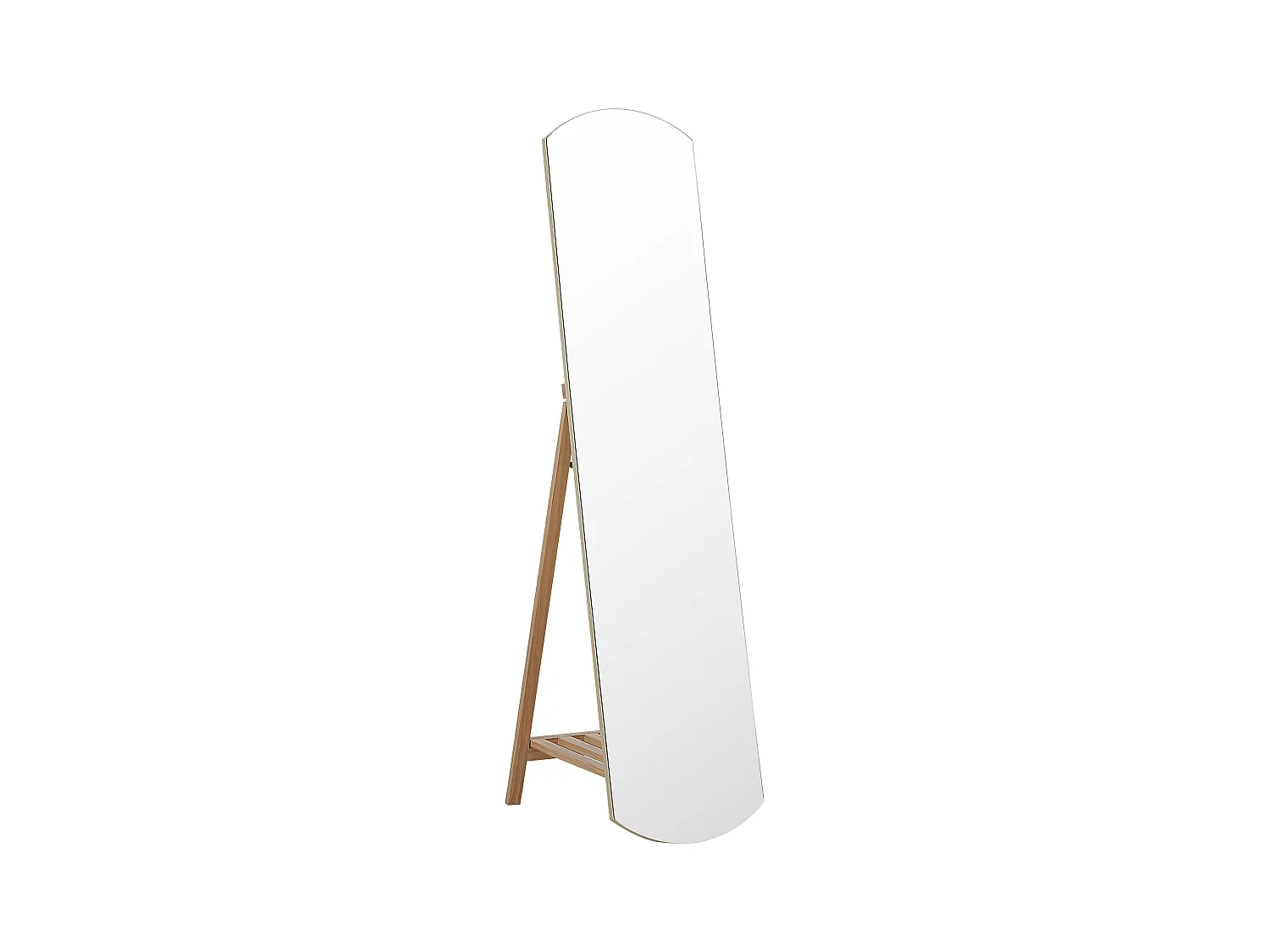Miroir sur pied avec étagère CHERBOURG 150 cm Bois de pin Marron clair