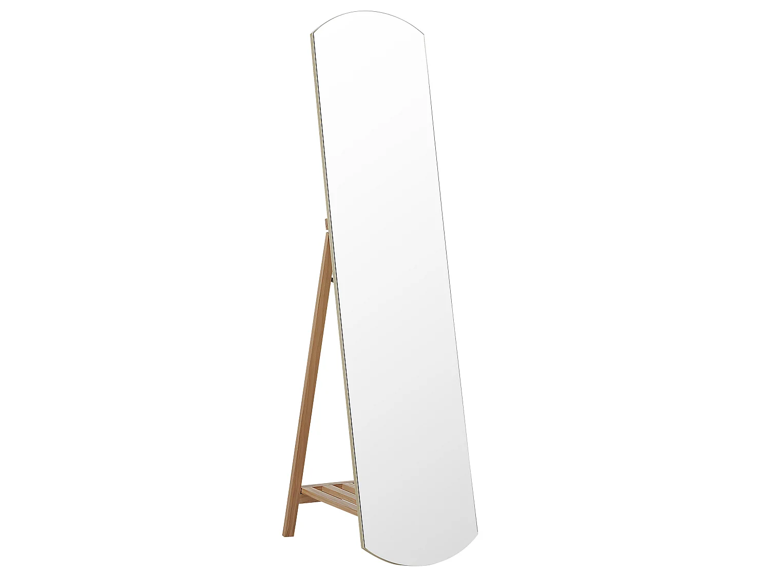 Staande spiegel met schap CHERBOURG 150 cm Hout Lichtbruin