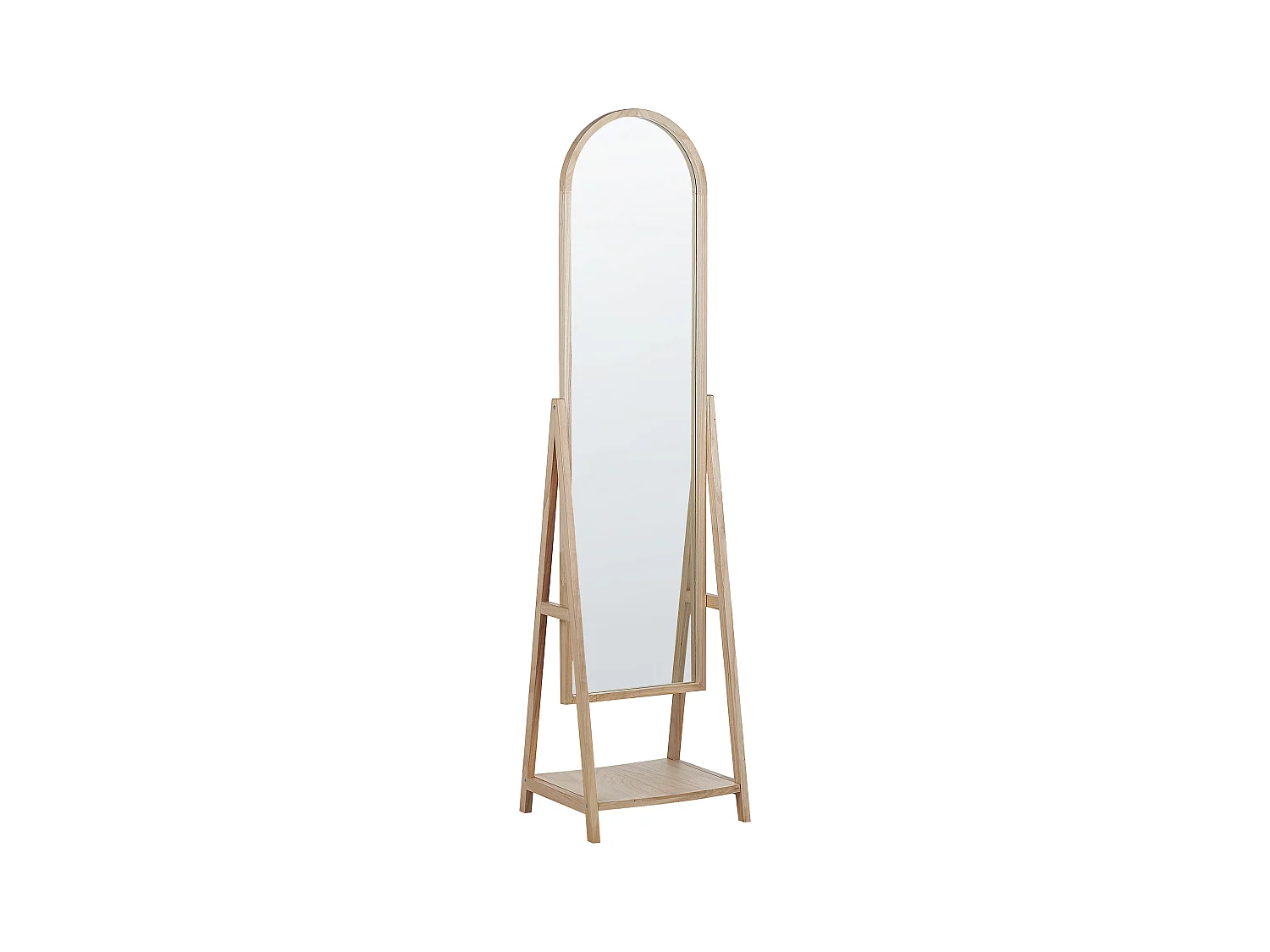 Miroir sur pied avec étagère CHAMBERY 170 cm Bois de paulownia Marron clair