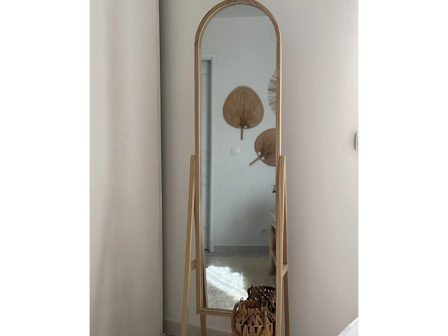 Staande spiegel met schap CHAMBERY 170 cm Hout Lichtbruin