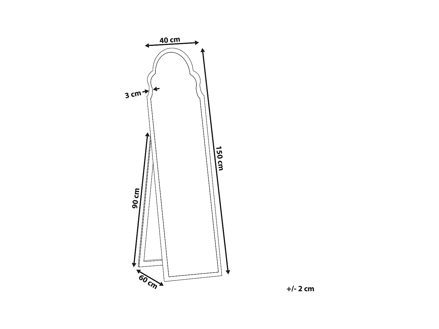 Staande spiegel CHATILLON 150 cm Goud