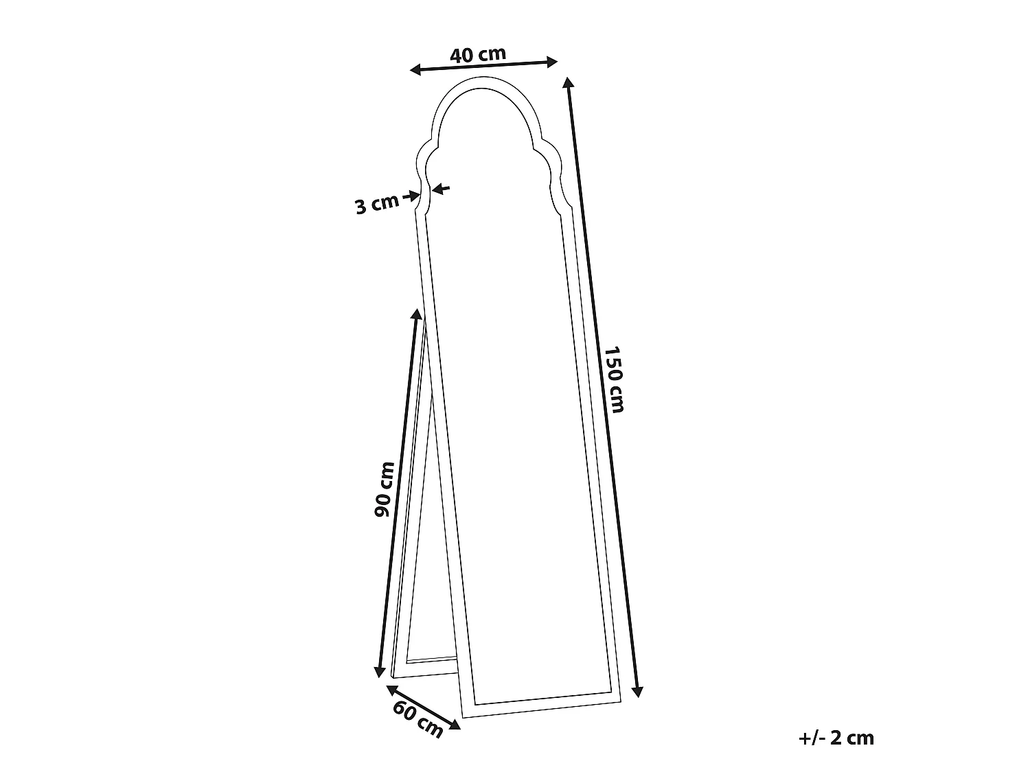 Miroir sur pied CHATILLON 150 cm Doré