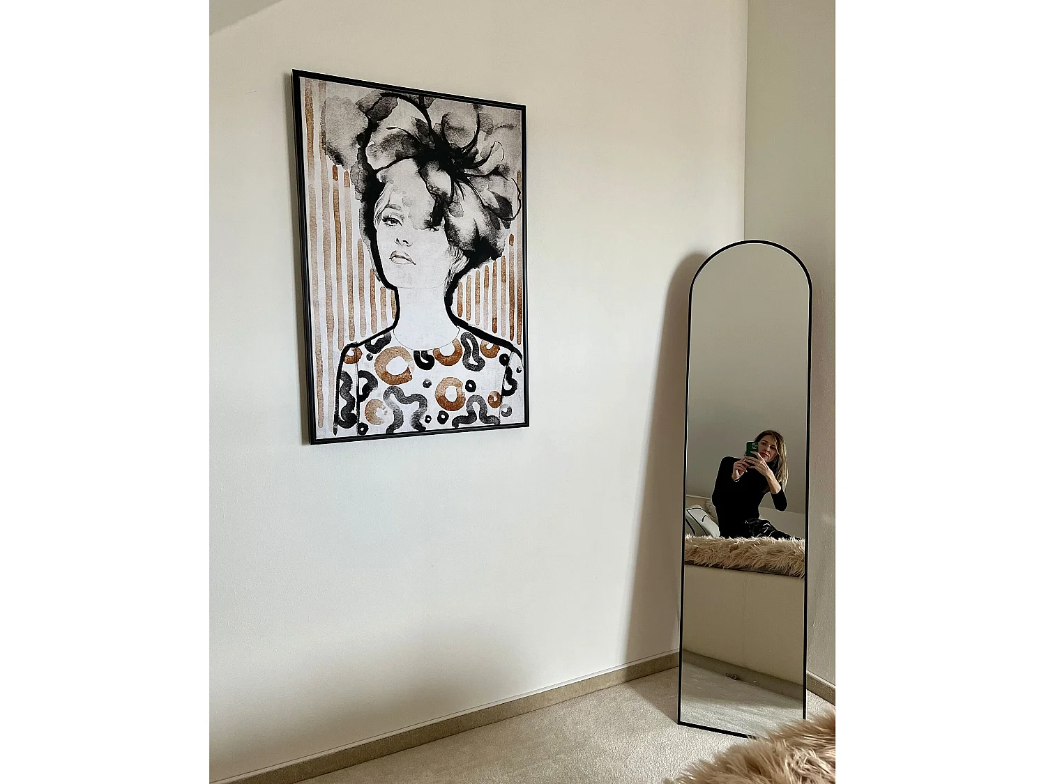 Miroir sur pied BAGNOLET 150 cm Métal Noir