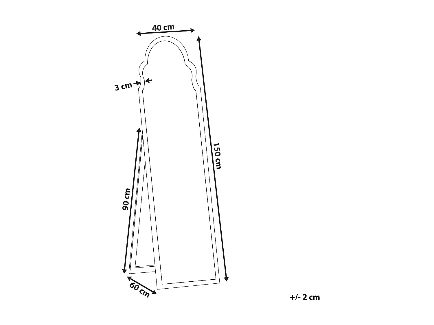Miroir sur pied CHATILLON 150 cm Argenté