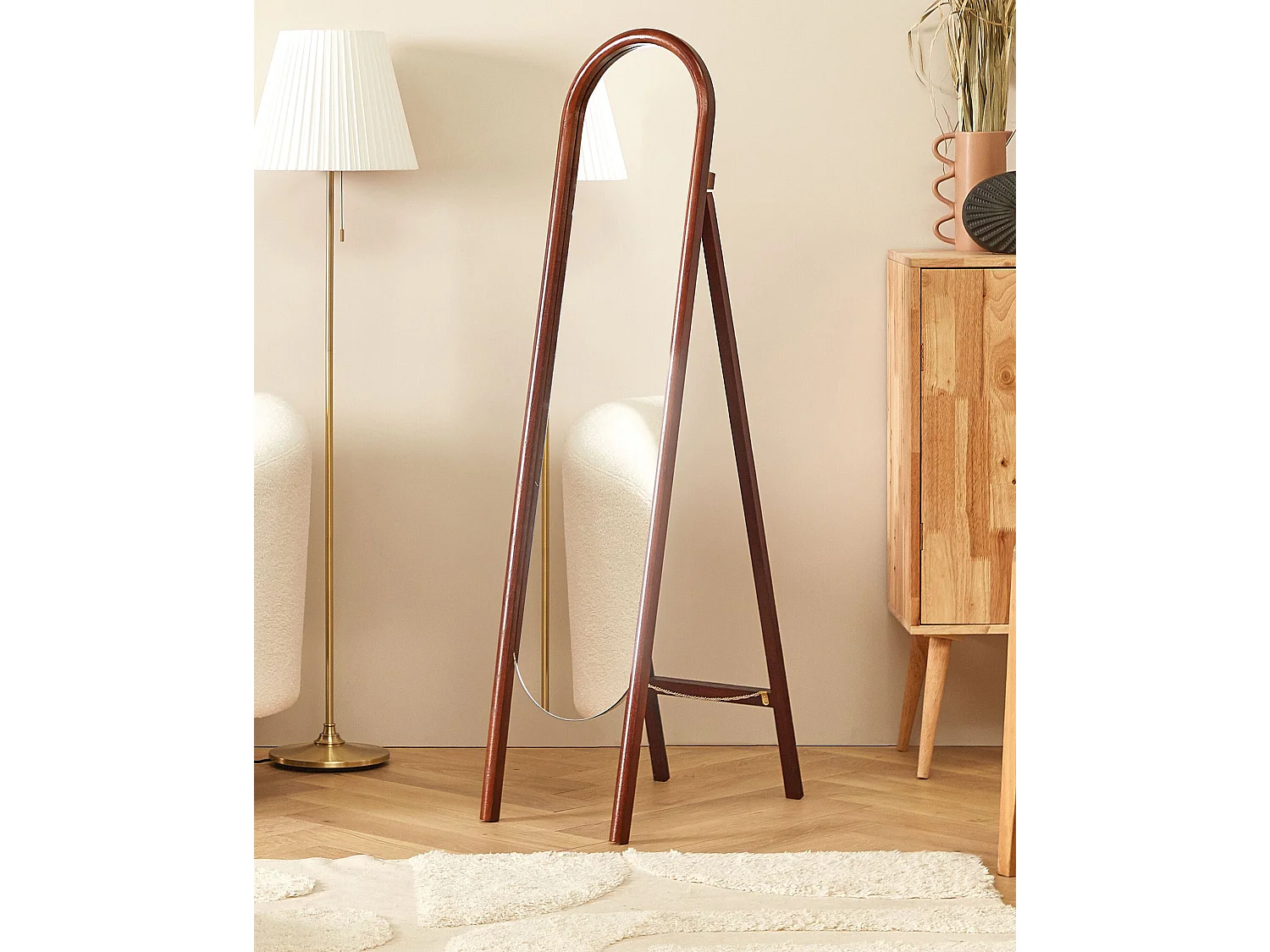 Miroir sur pied CHELLES 150 cm Bois de paulownia Marron foncé