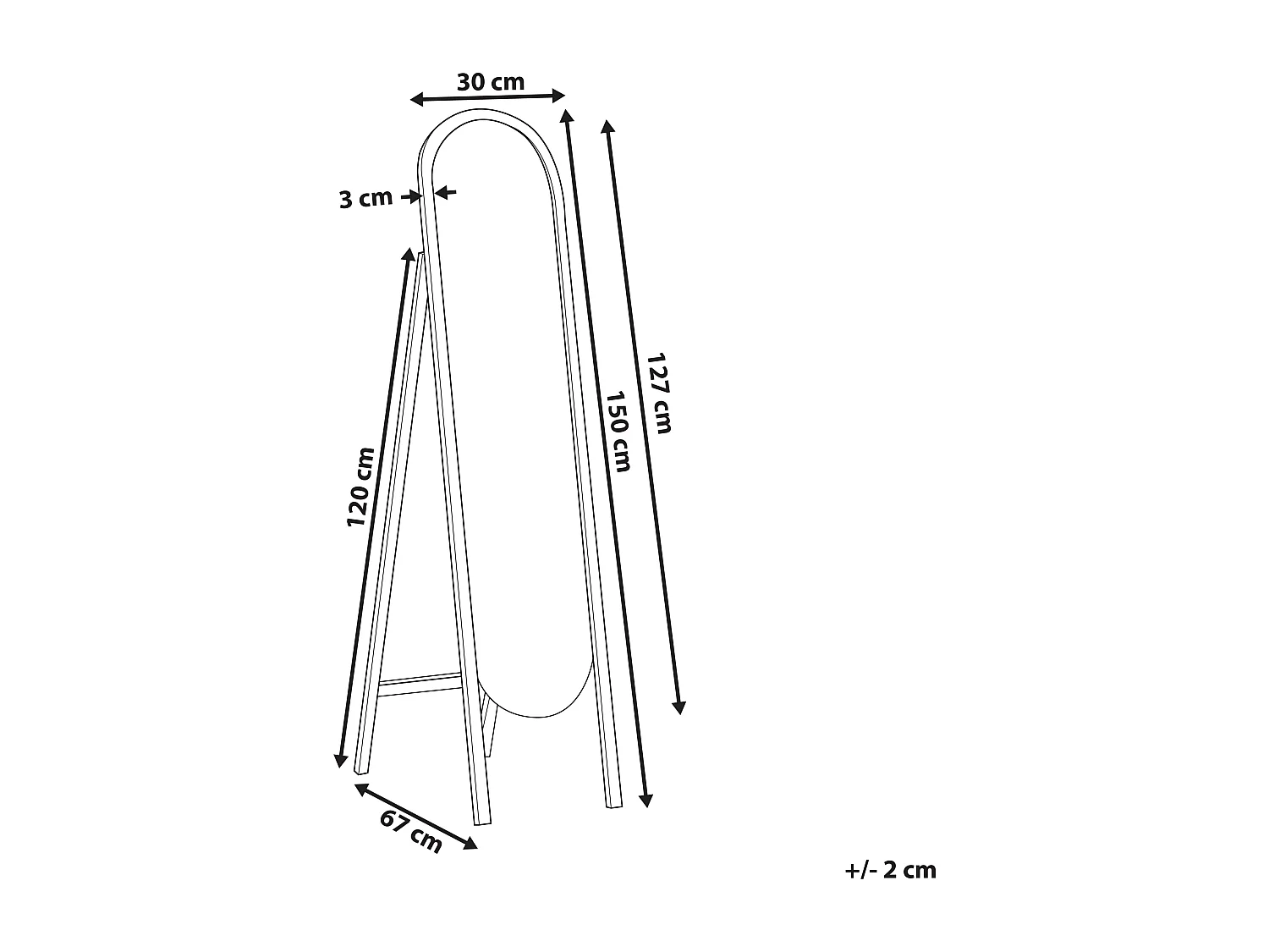 Miroir sur pied CHELLES 150 cm Bois de paulownia Marron foncé