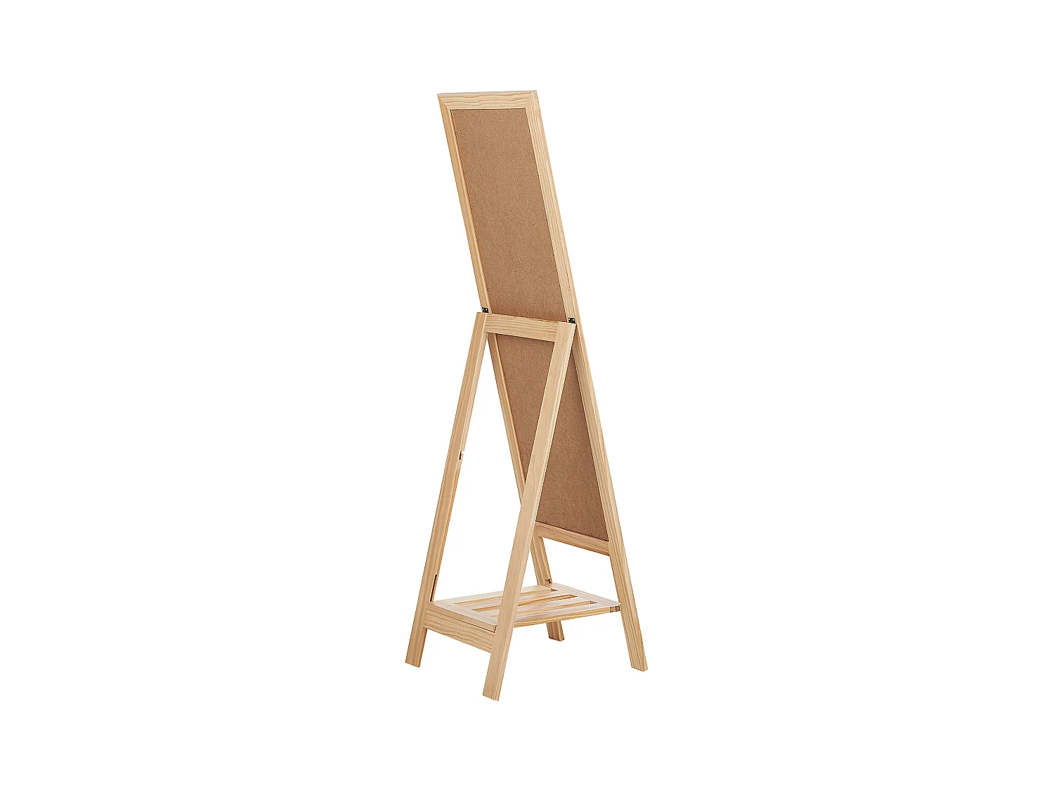 Standspiegel mit Rahmen Regal Holz hellbraun 40x145 cm klappbar Rustikal Luisant