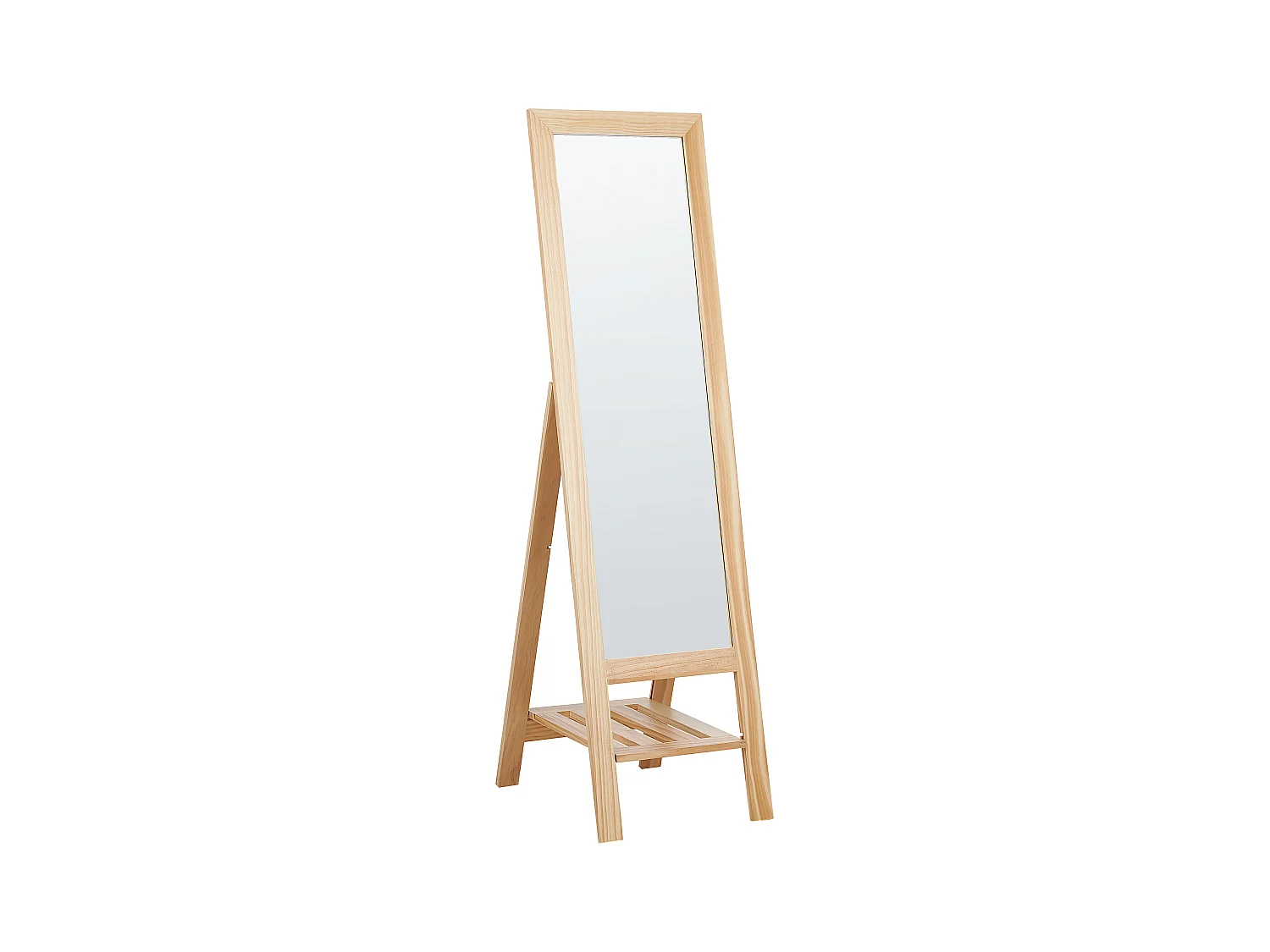 Miroir sur pied avec étagère LUISANT 145 cm Bois de pin Marron clair
