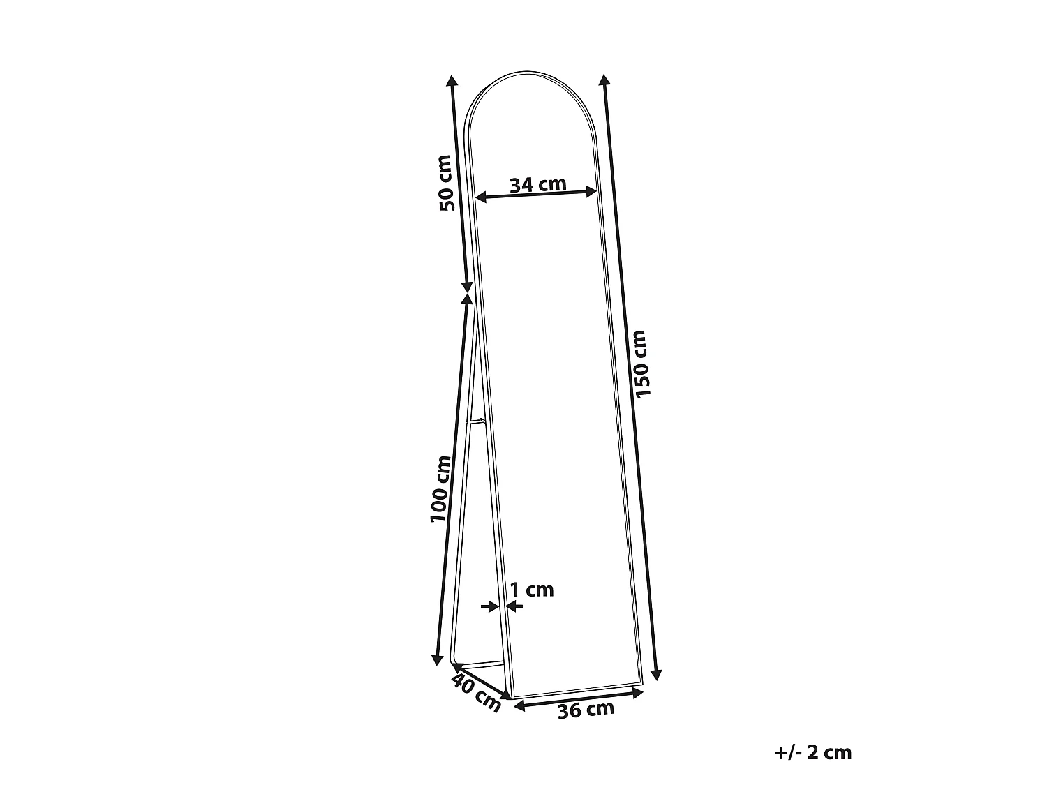 Miroir sur pied BAGNOLET 150 cm Métal Argenté