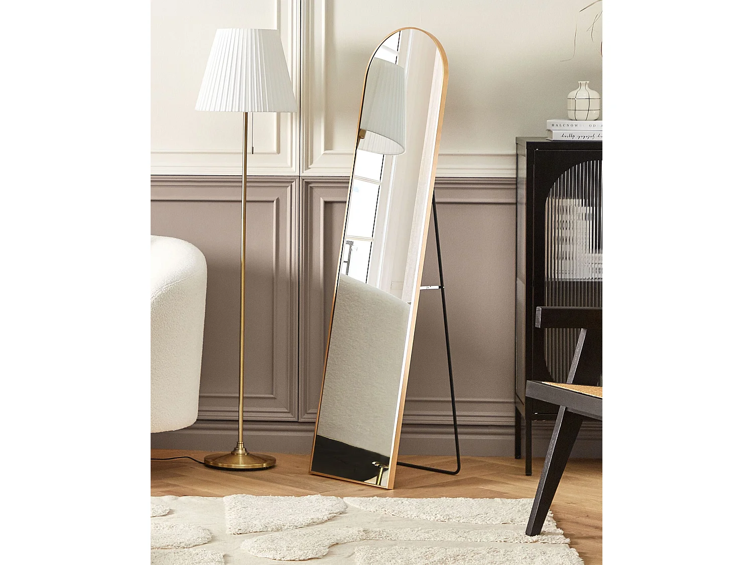 Miroir sur pied BAGNOLET 150 cm Métal Doré
