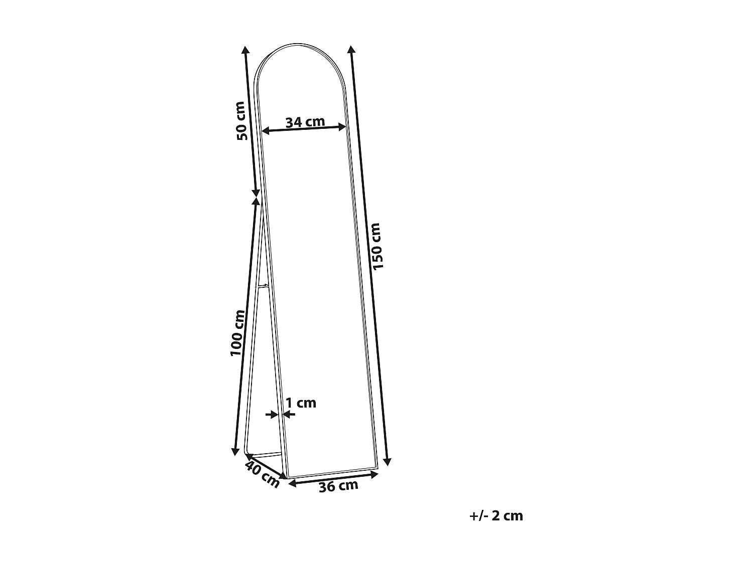 Miroir sur pied BAGNOLET 150 cm Métal Doré