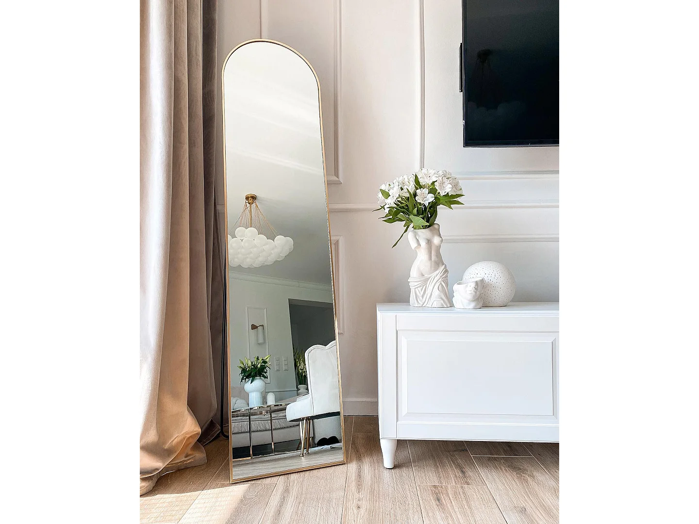 Miroir sur pied BAGNOLET 150 cm Métal Doré