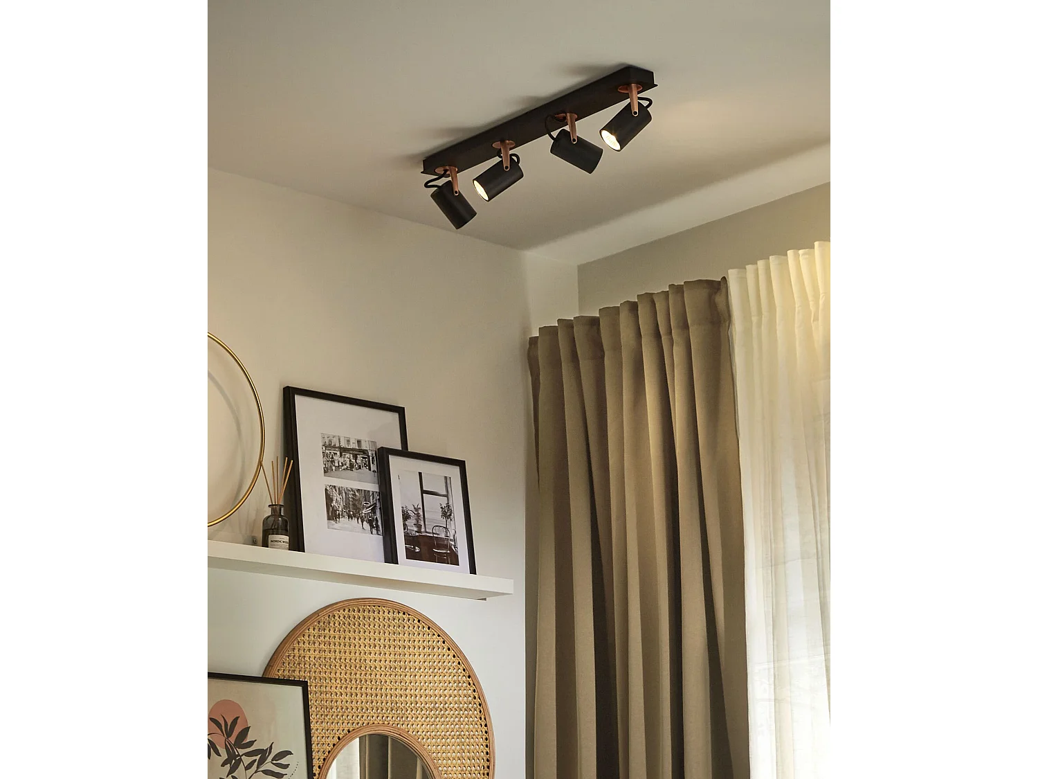 Spot à 4 lumières KLIP Réglable Métal Noir