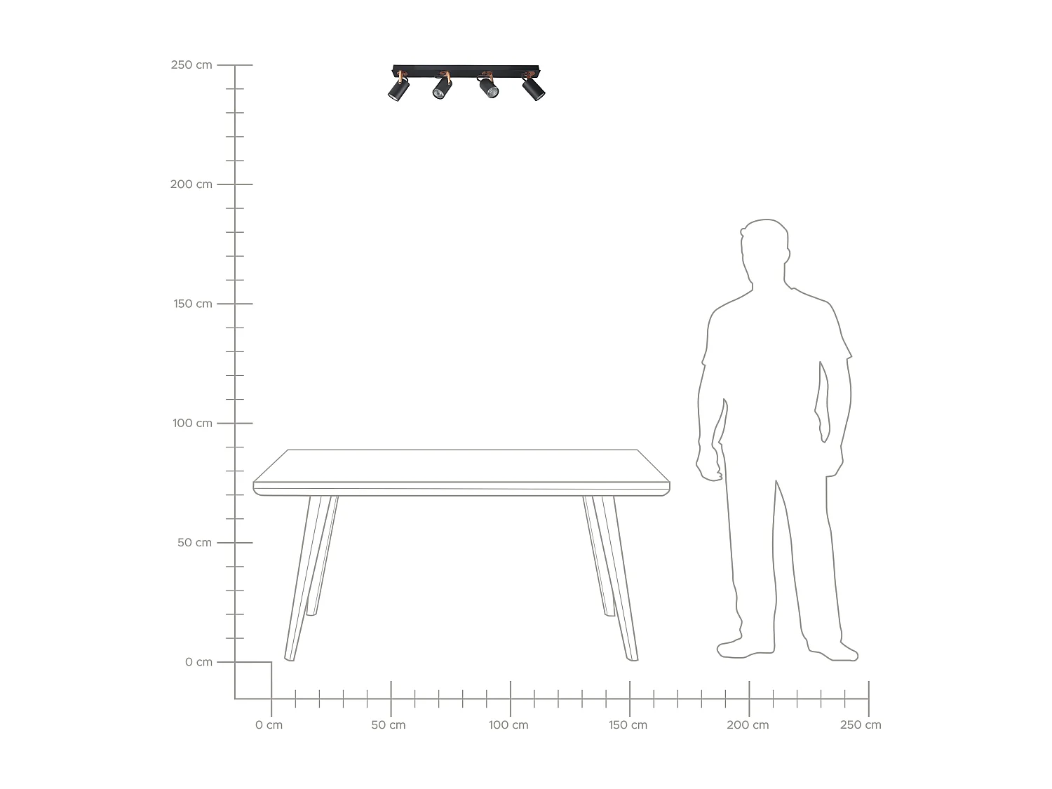 Spot à 4 lumières KLIP Réglable Métal Noir